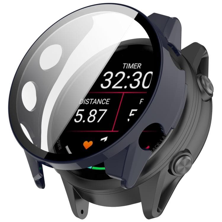 PC FULL COVER Carcasă de plastic cu sticlă pentru Garmin Forerunner 970 bleumarin