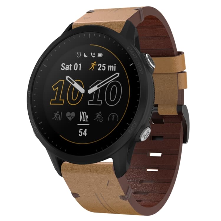 LEATHER Curea de piele pentru Garmin Forerunner 955 maro deschis