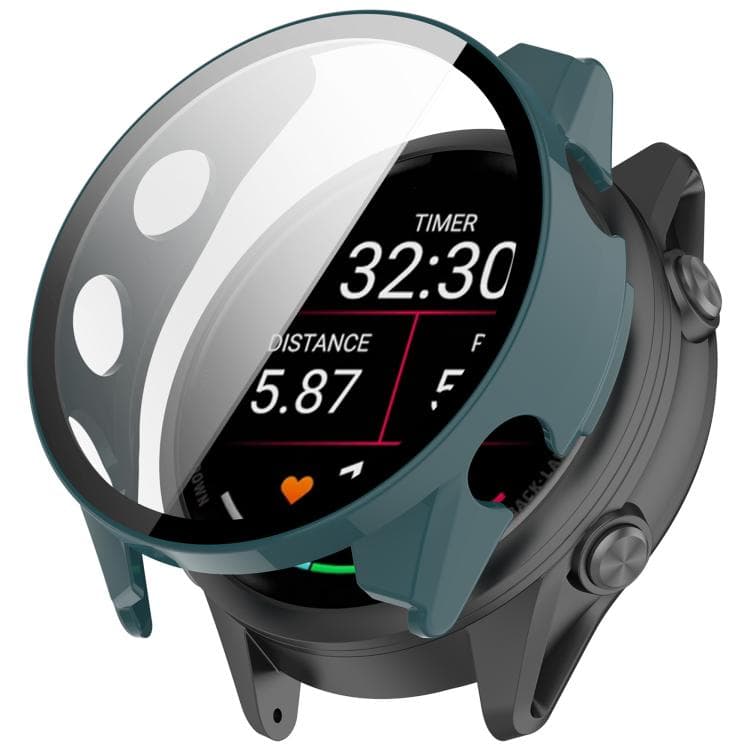 PC FULL COVER Carcasă de plastic cu sticlă pentru Garmin Forerunner 970 verde închis