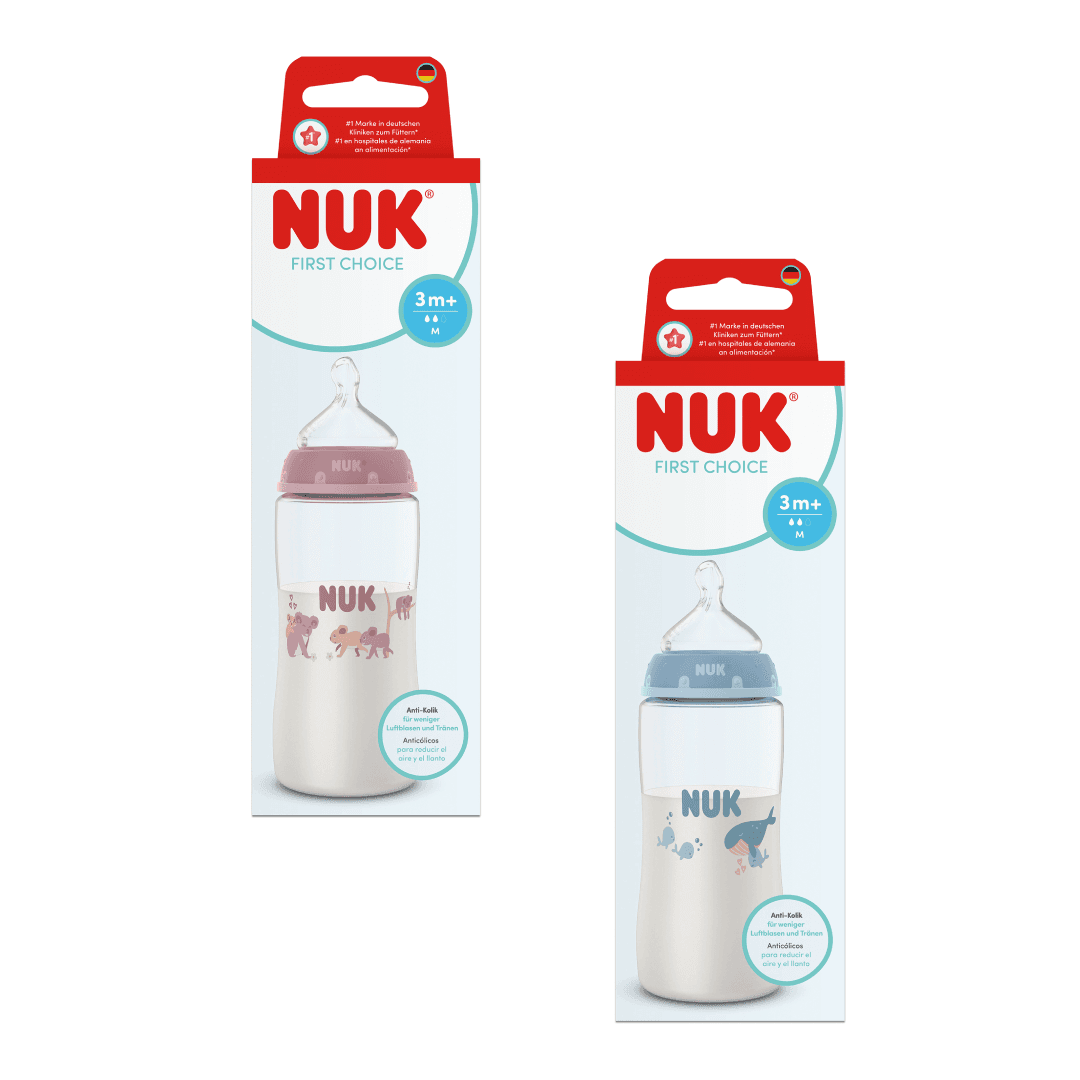 Biberon First Choice, flux M, 3 luni+, culori variate, 300 ml, 1 bucata, Nuk