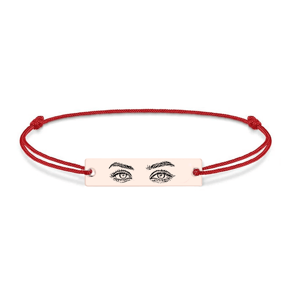 Eyes - Bratara personalizata cu fotografia ochilor si tablita cu snur din argint 925 placat cu aur roz