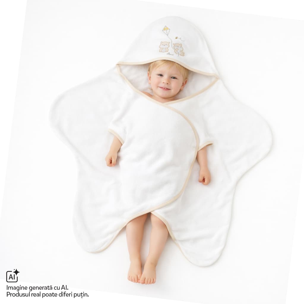 Prosop baie pentru bebelusi Chicco, Alb cu model, 01608-70MFCI