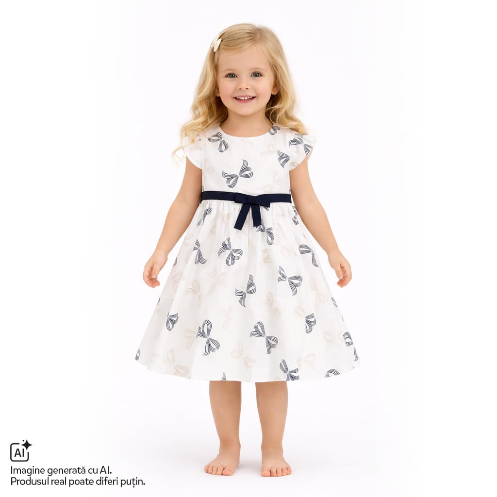 Rochie copii Chicco, Alb cu albastru, 01246-70MC