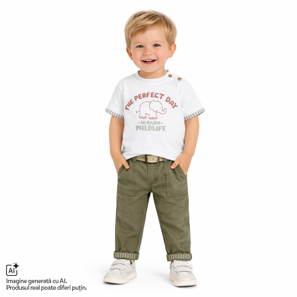 Tricou copii Chicco, Alb cu model, 01379-70MFCO