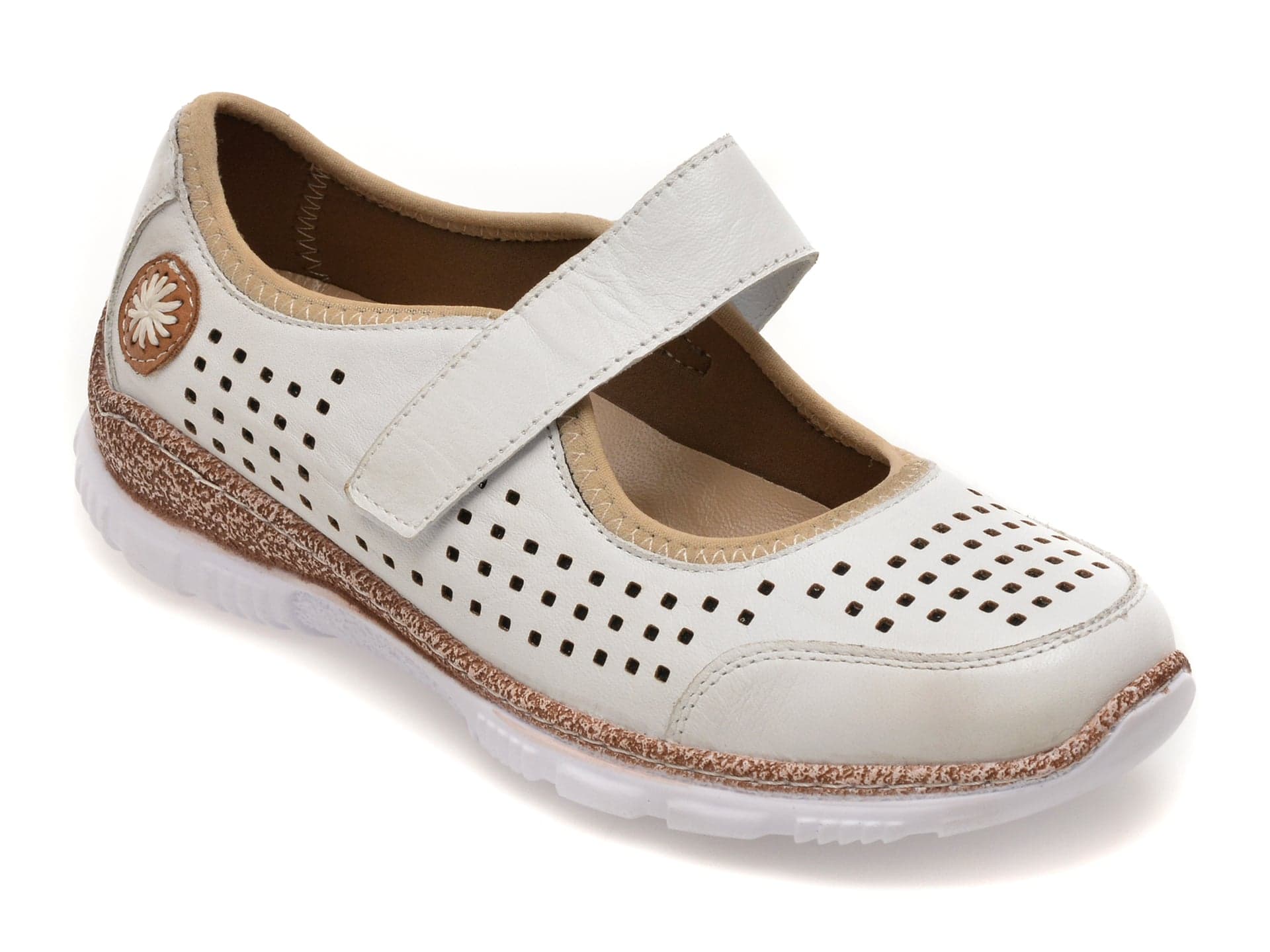 Pantofi GRYXX albi, EV2922, din piele naturala