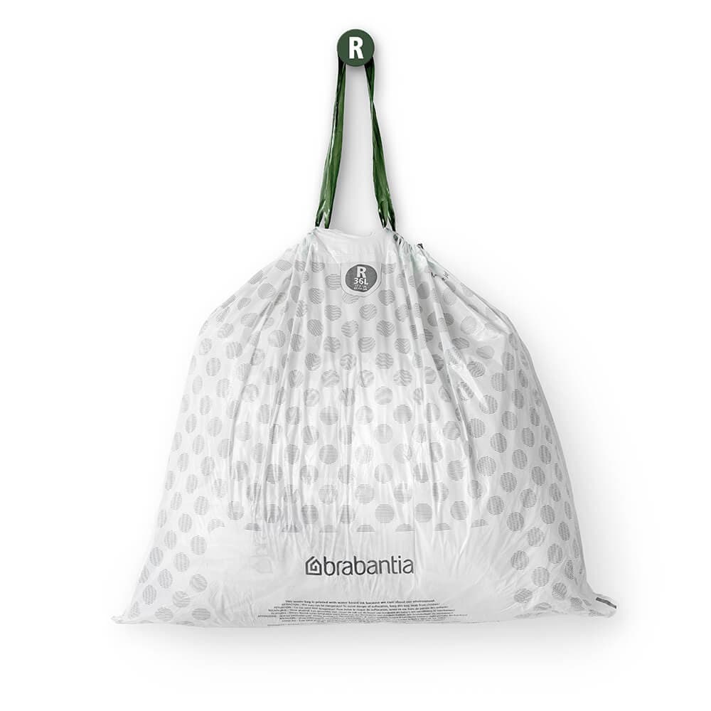 Saci de gunoi Brabantia PerfectFit Bo 1005588, Dimensiune R, 36 L, 20 buc, Alb