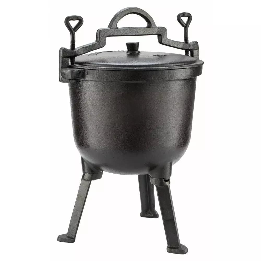 Cazan de vanatoare pentru gatit Kinghoff KH 2231, 4 litri, Fonta, Gratar, Negru