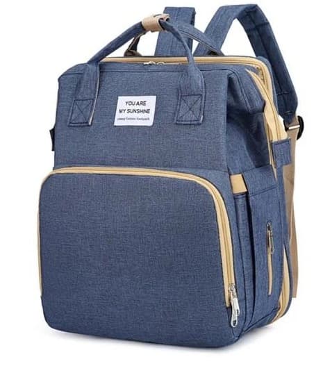 Rucsac multifunctional pentru mamici capacitate mare design simplu cu patut pliabil ALBASTRU