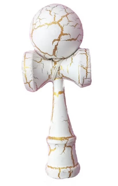 UB Kendama profesionala din lemn 18 cm model clasic cu design crapat culoare ALB