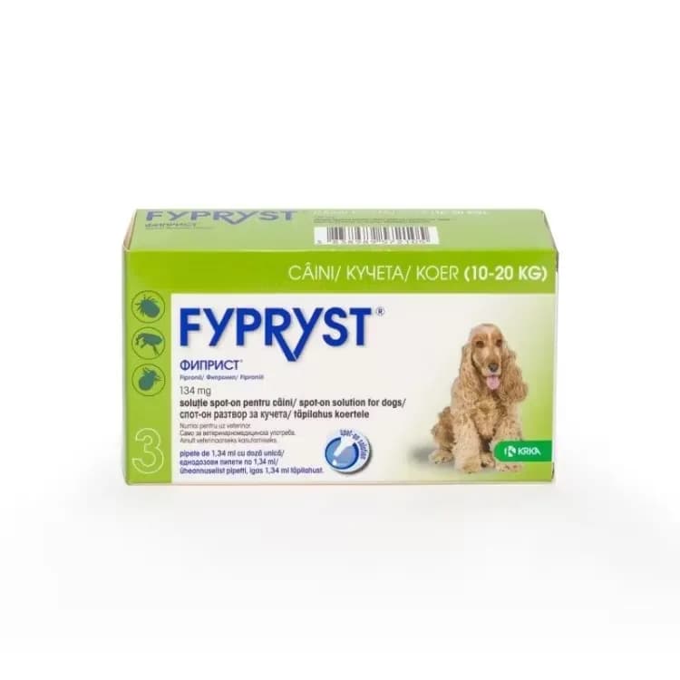 Antiparazitar extern pentru caini Fypryst M 10-20 kg x 3 pipete