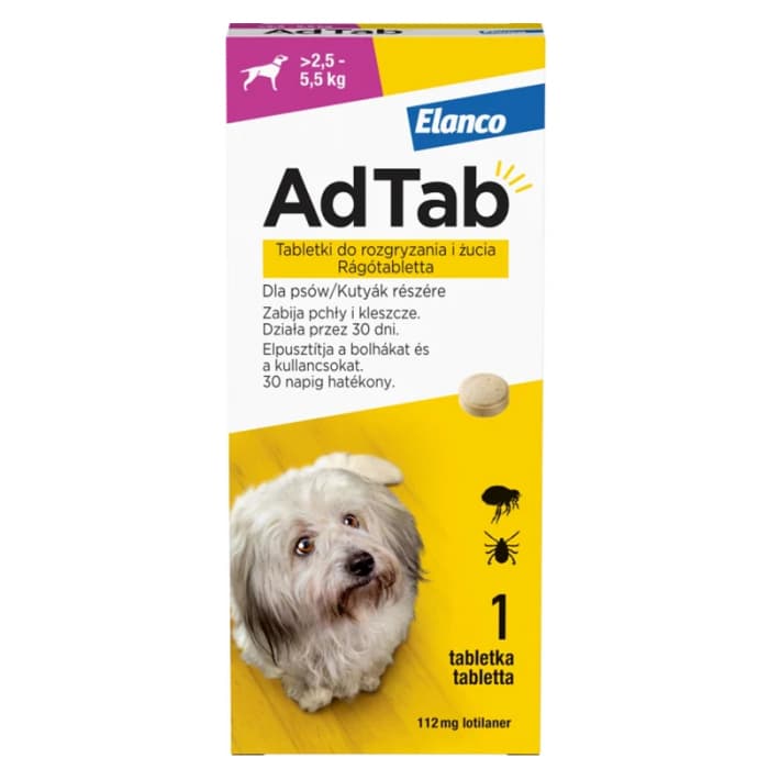 Tableta antiparazitara pentru caini AdTab 2,5 - 5,5 kg