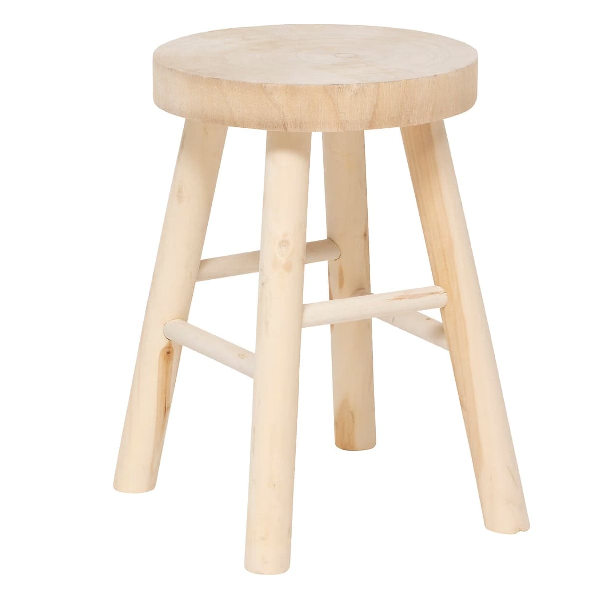 Taburet atmosphera nyar lemn paulownia rotund, 28x41 cm, design natural, bej natur
