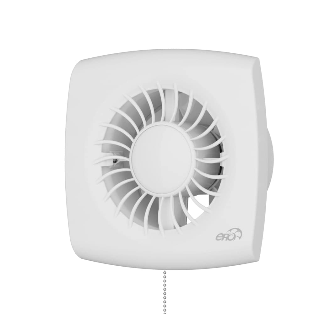 Ventilator de perete VentEurope VALUE100PS, patrat, snur pornire oprire, diametru 100 mm, debit 100 mc h, 14W, IP24, silentios, economic, Alb