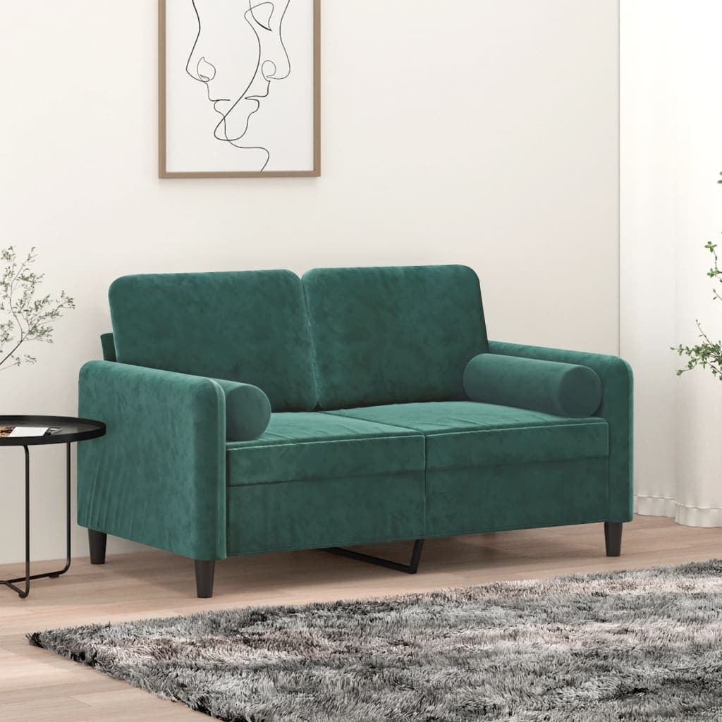 Gossi perne decorative, 2 buc., verde inchis, Ø15x50 cm, catifea