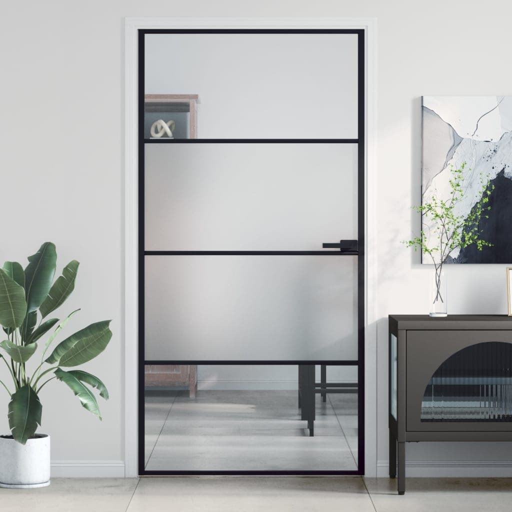 Gossi usa interior negru 102,5x201,5 cm sticla securiz./aluminiu slim