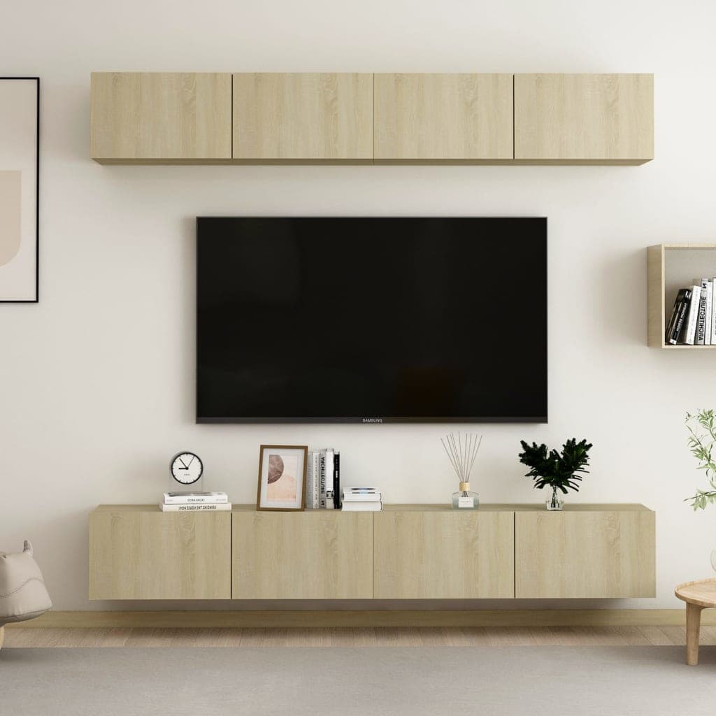 Gossi dulapuri tv, 4 buc., stejar sonoma, 100x30x30 cm lemn prelucrat