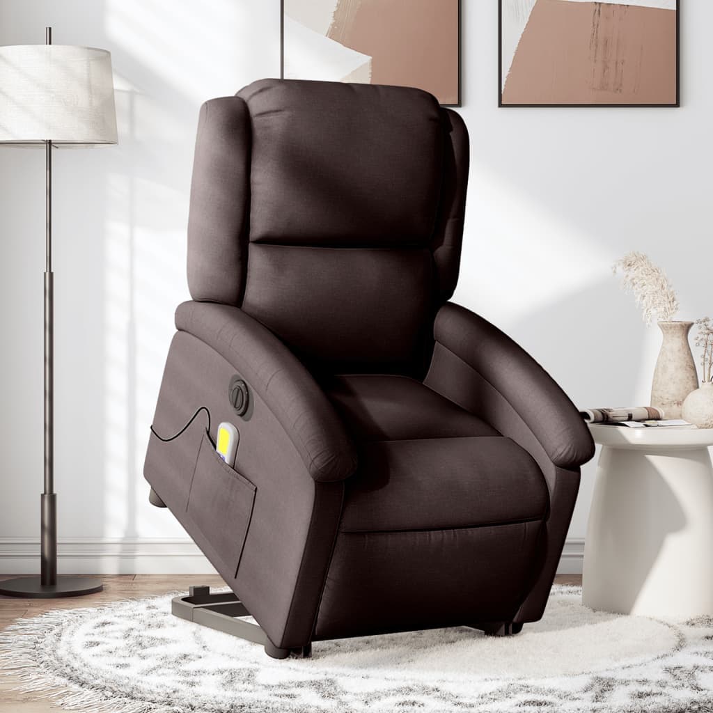 Gossi fotoliu electric masaj rabatabil cu ridicare maro inchis textil