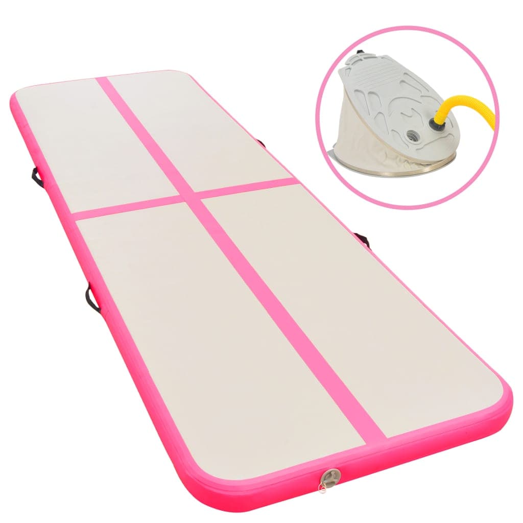 Gossi saltea gimnastica gonflabila cu pompa roz 400x100x10cm pvc
