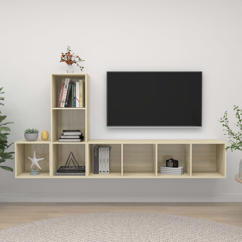 Gossi set de dulapuri tv, 3 piese, stejar sonoma, lemn prelucrat