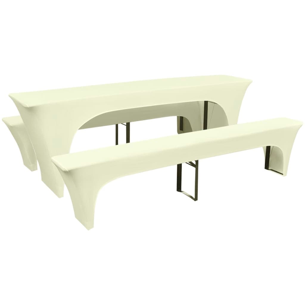Gossi set huse pentru masa de bere si bancute, 3 piese, crem