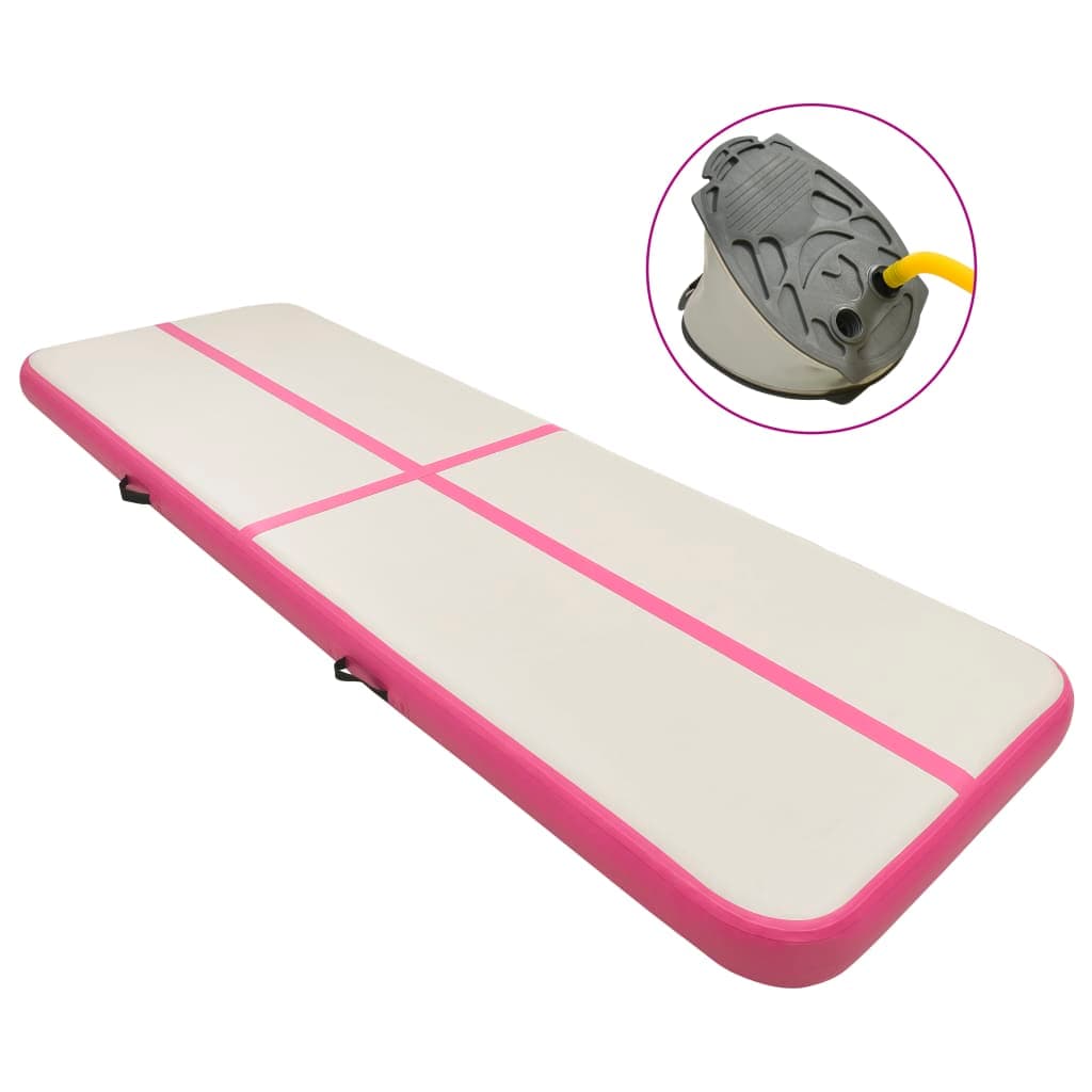 Gossi saltea gimnastica gonflabila cu pompa roz 300x100x15 cm pvc