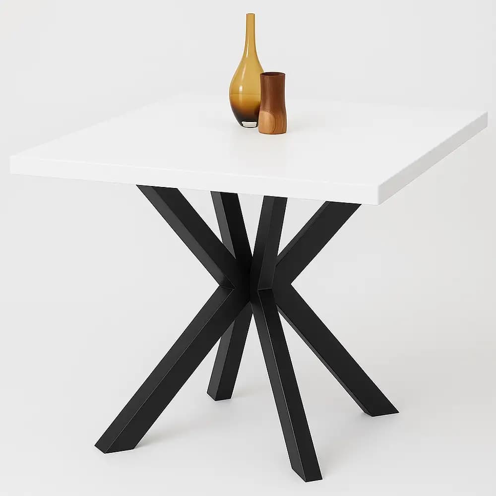 Masa de bucatarie din MDF patrat, alb,texturata, Homs 80x80X75 cm