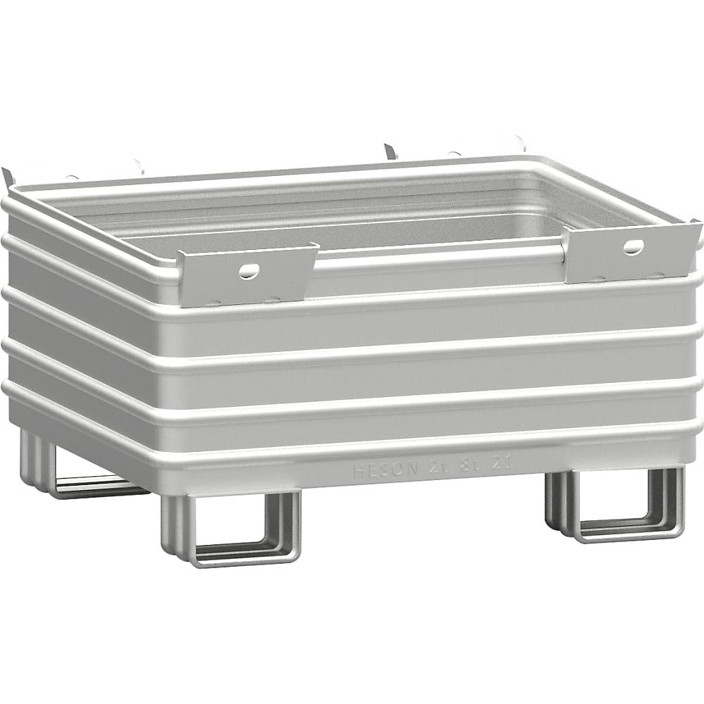 Heson Container stivuibil pentru sarcini grele, lăț. x lung. 1000 x 1200 mm, cu picioare în formă de U, zincat la cald, minimum 1 buc.