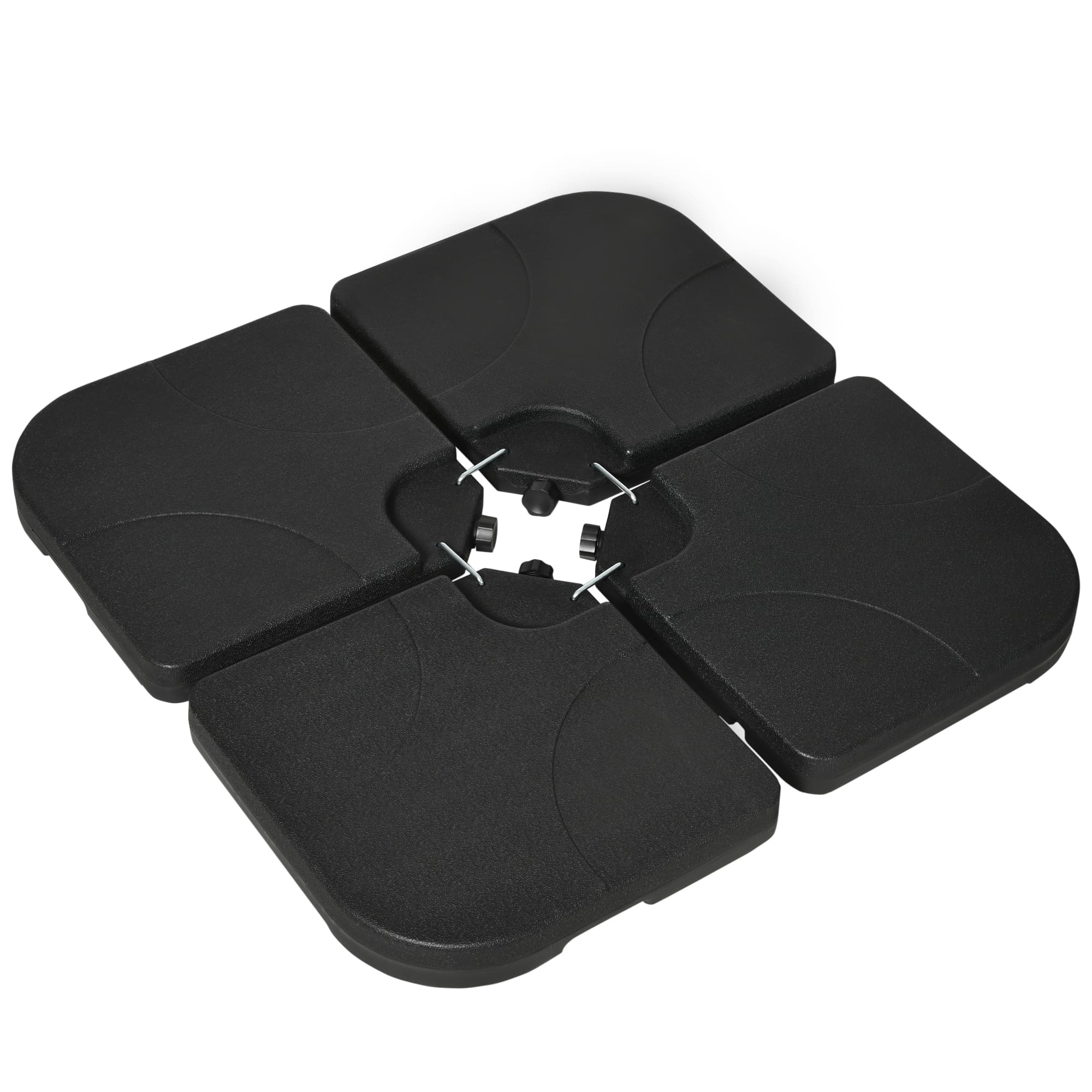 Outsunny Bază Umbrelă 4 Piese HDPE, Umplere cu Apă/Nisip, Suport Umbrelă cu Conectori, 104x104x7.5 cm, Negru | Aosom Romania