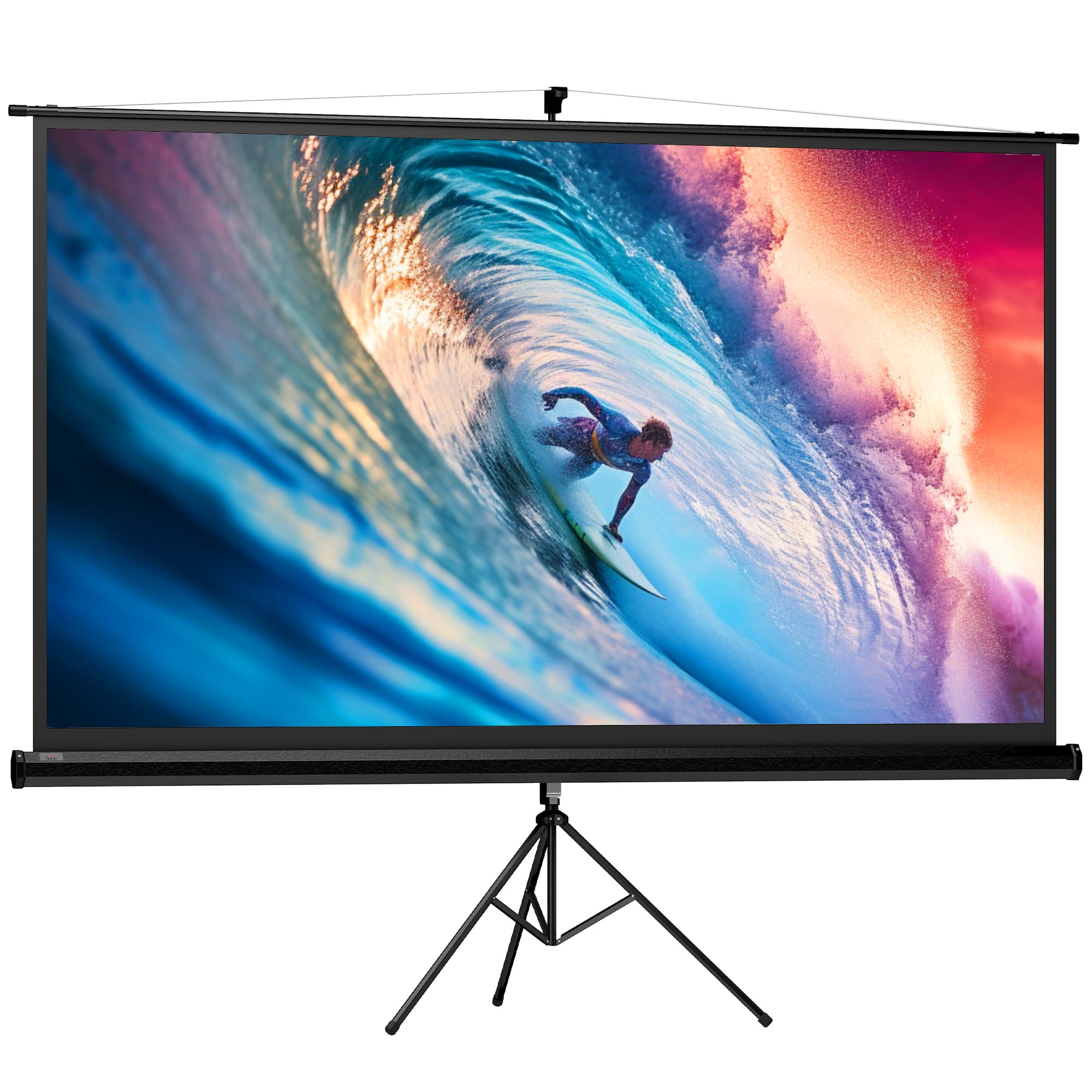 Ecran Proiector HOMCOM Pliabil de 100" Format 16:9 cu Treppied Reglabil, 235.8x8x136 cm, Negru | Aosom Romania