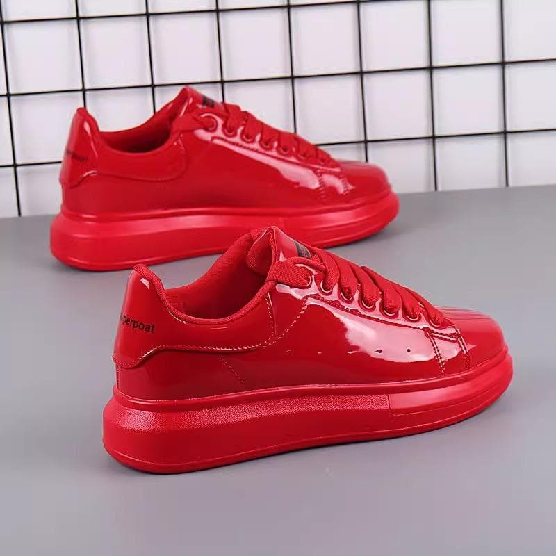 Moda 2024, roșu, lucios, pantofi casual, pantofi sport noi, respirabili, pentru bărbați, cupluri, pantofi ocazional pentru skateboard, pantofi