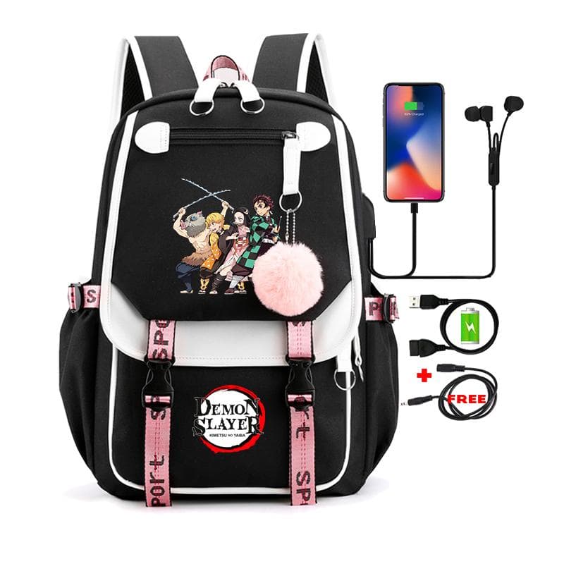 Genți de rucsac cu anime Manga de capacitate mare pentru a călători zilnic Genți de carte pentru fete Demon Slayer Nezuko Kawaii Geantă de
