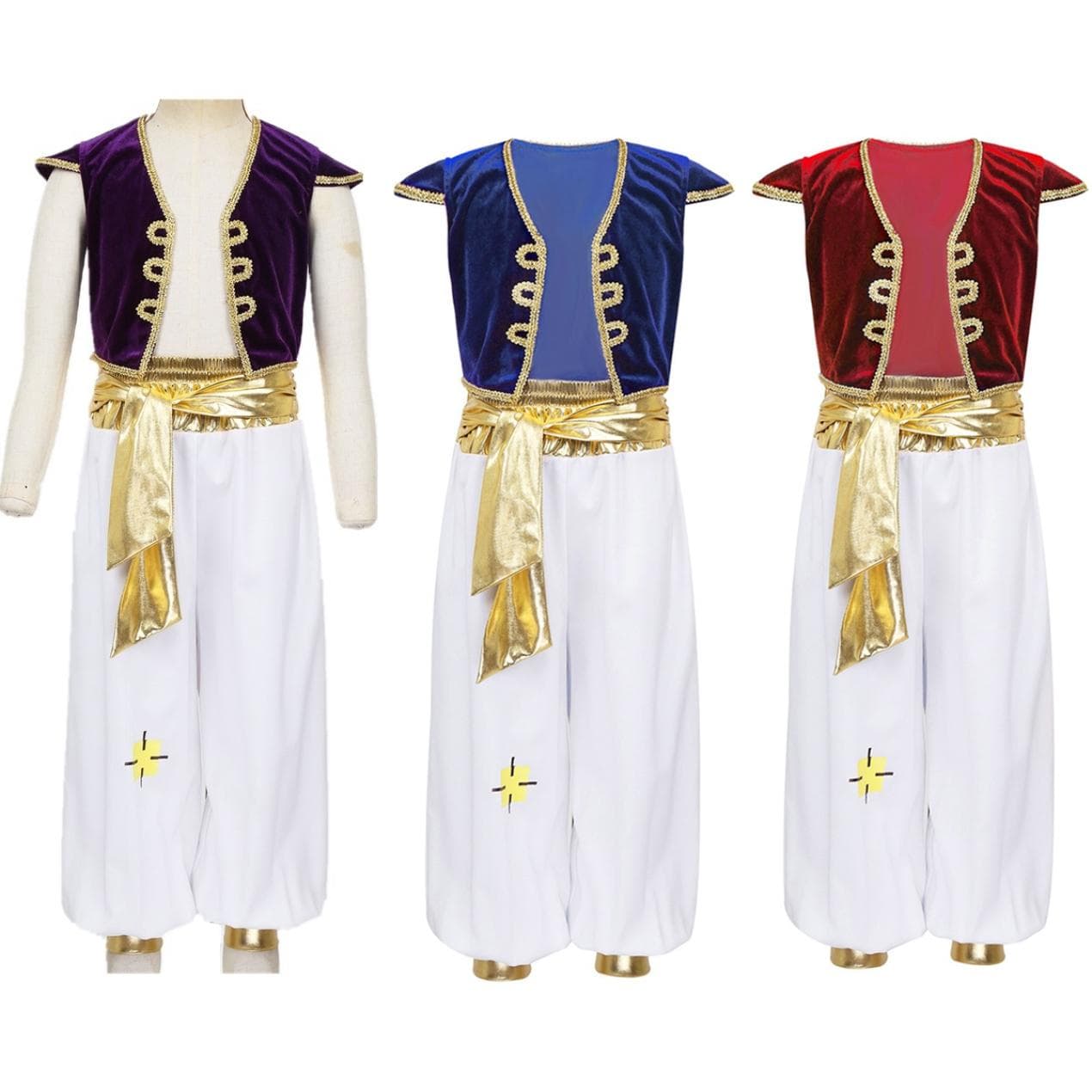 Copii băieți Costume de prinț arab Vestă cu mâneci șapcă vestă cu pantaloni Set pentru Halloween, Carnaval, petrecere tematică Cosplay cm
