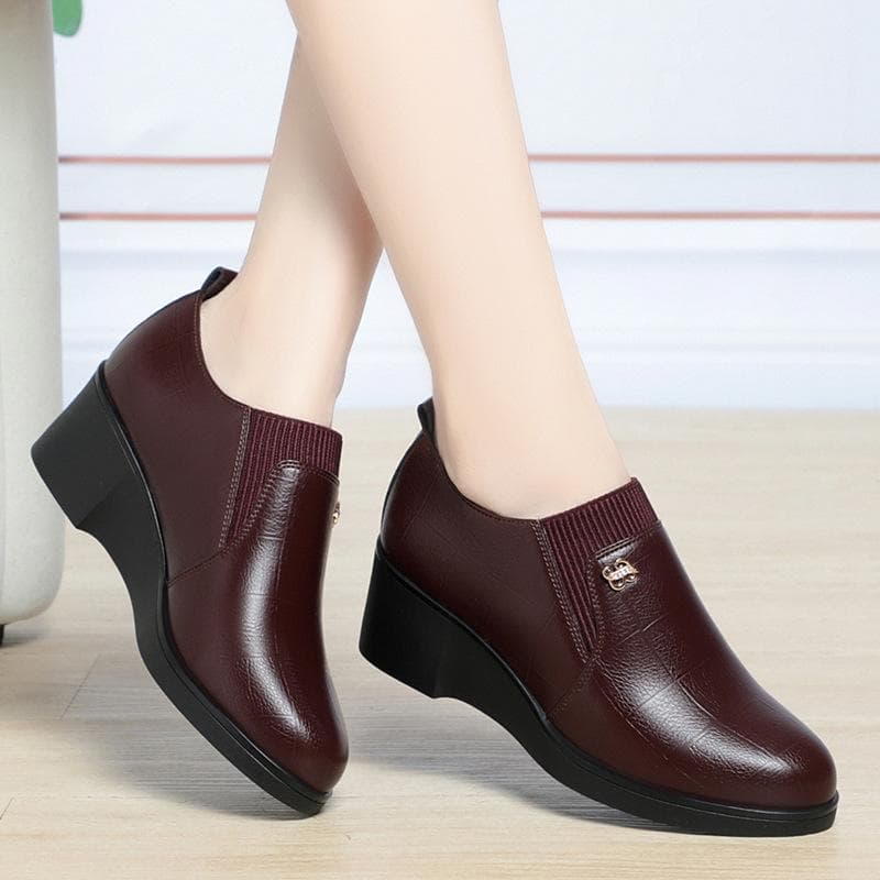 Pantofi confortabili din piele moale, cu gura adâncă, pantofi flexibili pentru femei, cu platformă de primăvară, pantofi pentru birou, munca