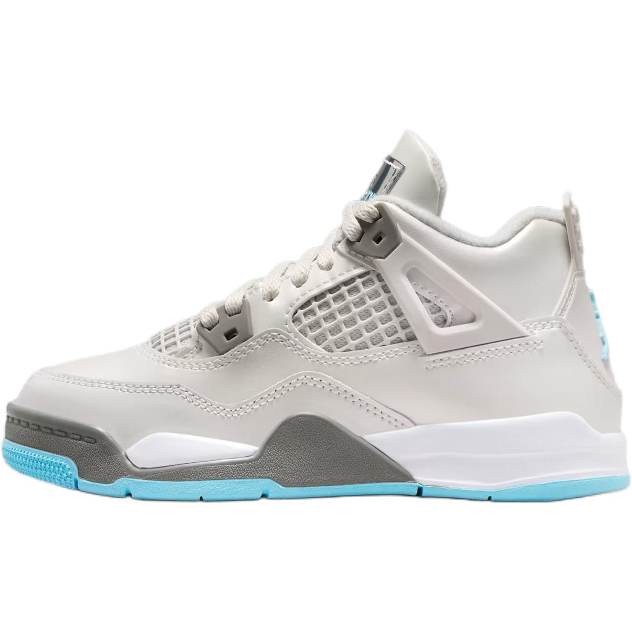 Adidași pentru copii Air Jordan 4 Retro PS Photon Dust Blue Chill Gri Flat-Pewter Alb HV4682-014 cm