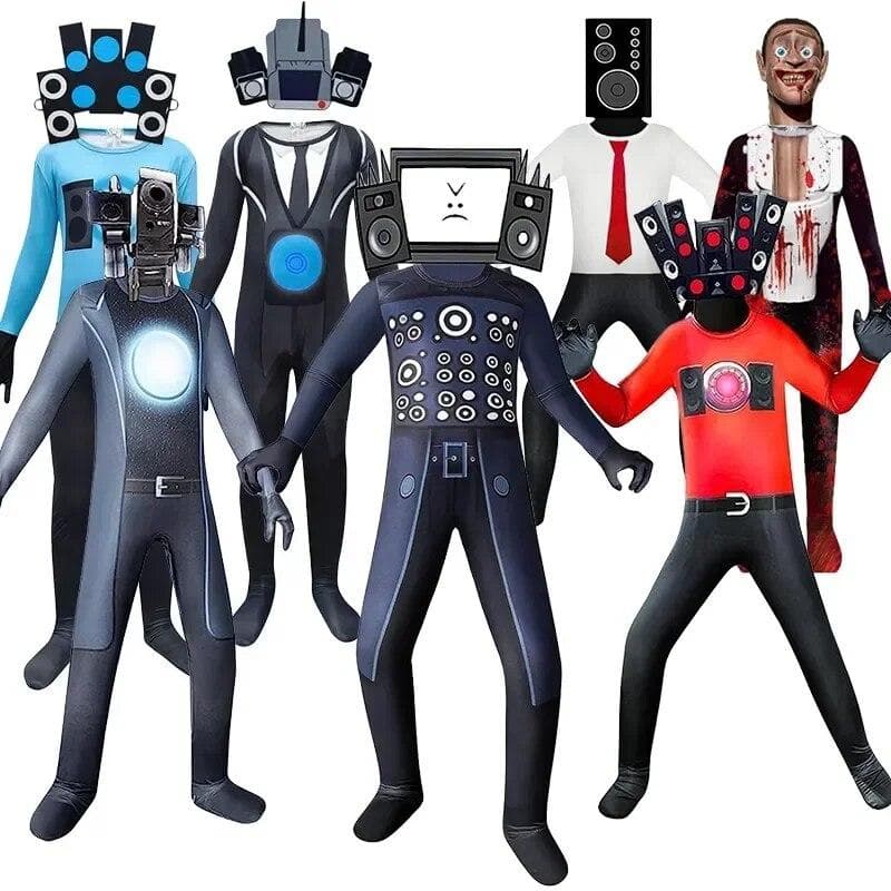 Skibidi Dressing Suit Game Cosplay Speaker Bărbați TV Bărbați Body Salopetă Mască Cosplay Costume de Halloween pentru Bărbați Copii cm
