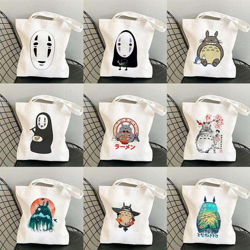 No Face Man Studio Ghibli Totoro Shopper Geantă de cumpărături Geantă de anime Geanta de bumbac Geanta Eco Reutilizabilă Bolso Geantă Eco