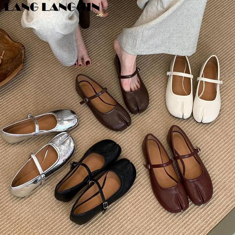 Pantofi Tabi Ninja la Modă Femei Balerini Plat Fără Toc Split Toe Balerine Doamne Loafers cu Toc Rotund Tacones Mocasini Femeie Brand Mujer cm