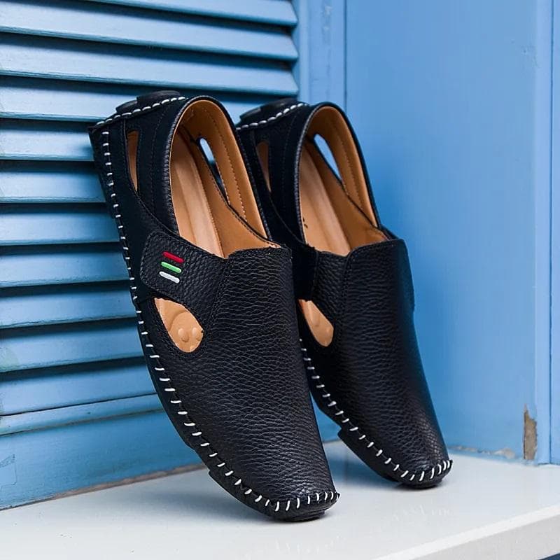 Pantofi de șofer din piele pentru bărbați, pantofi casual de vară, cu slip-on cm albastru