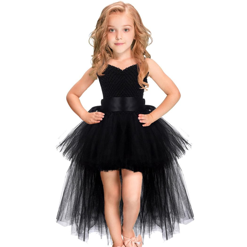 Rochie Tutu Fete Negre Tulle Decolteu V Trenă Copii Rochie Seara Ziua Zilei Costum Halloween Copii cm multicolor