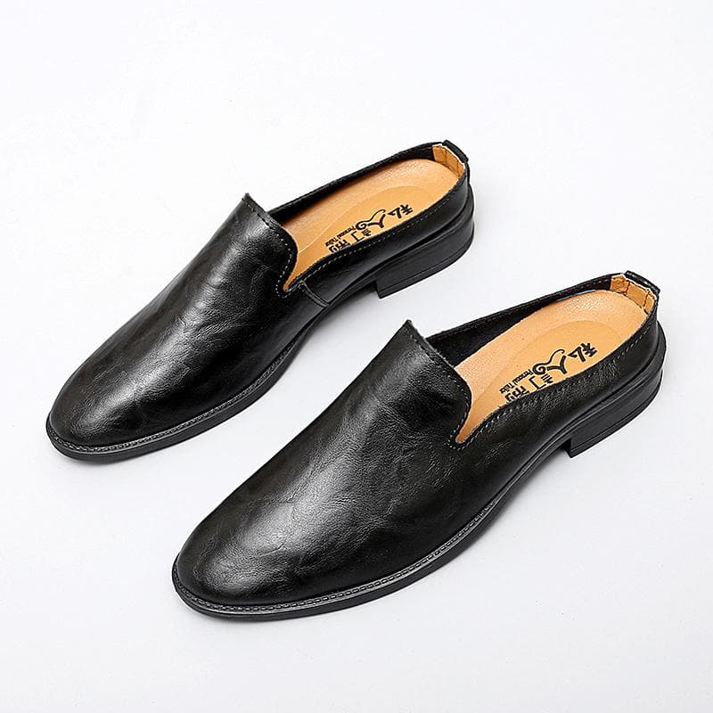 Pantofi tip mules din piele naturală la modă Pantofi jumătate pentru bărbați Brand de lux Papuci Bărbați Pantofi casual de designer