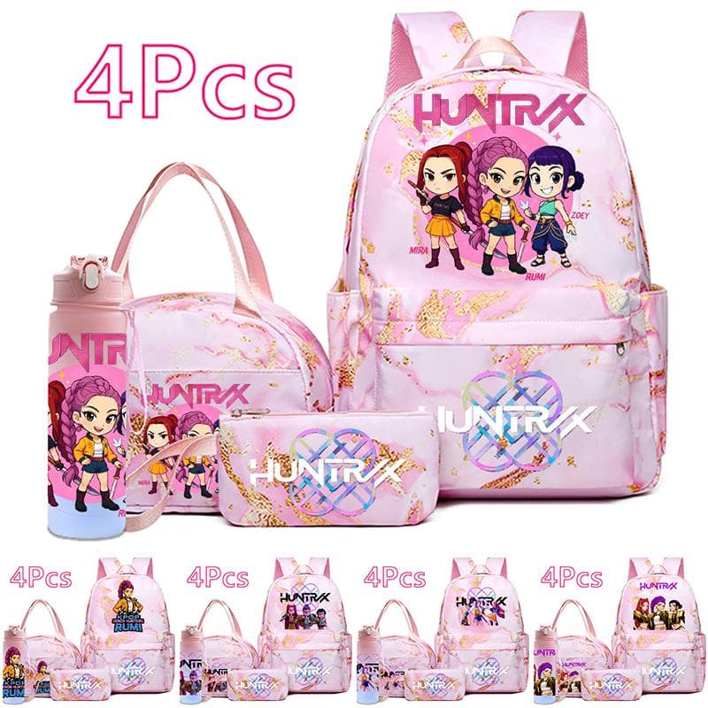 4 buc/set Rucsac K-Pop Imprimat Geantă de mână Etui pentru creioane cu Sticlă de apă de 750 ml pentru Adolescent Băiat Fată Ghiozdan Capacitate