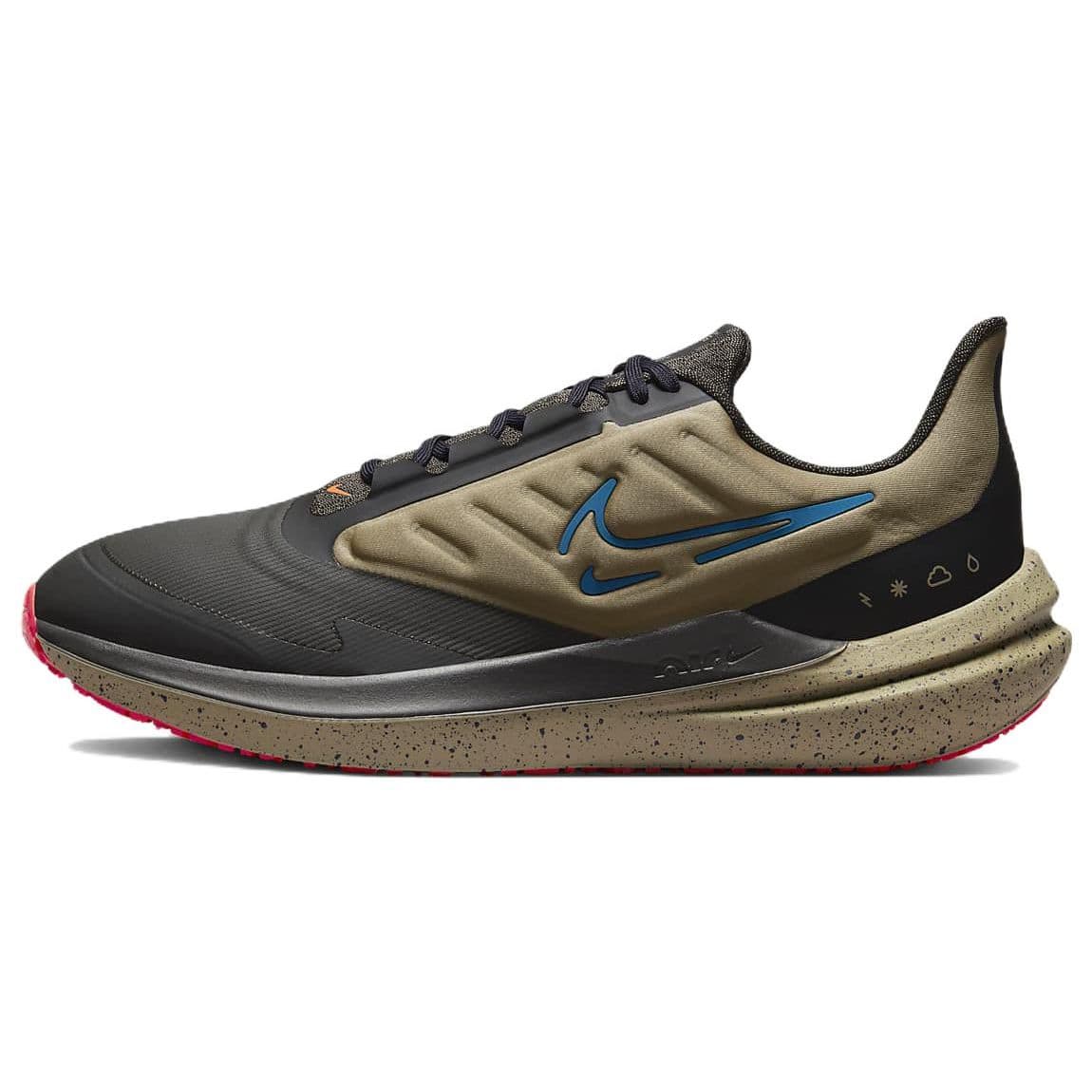 Nike Air Winflo 9 Shield Medium Ash Laser Blue Pantofi de sport pentru bărbați Gri Kaki Negru DM1106-200 cm