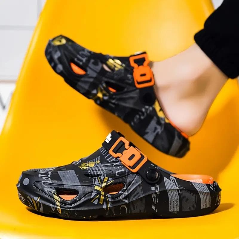 Saboturi EVA cu Talpă Groasă pentru Bărbați, Design Unic Slip-On, Respirabili, Pantofi de Grădină cu Curea de Siguranță și Branț Moale,