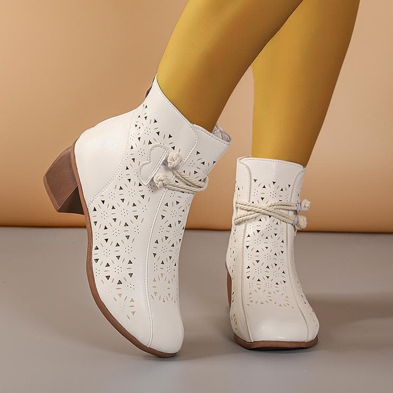 Ghete de Damă la Modă pentru Vară, Decupate, Talpă Moale, Toc Mediu, Pantofi Retro Respirabili Confortabili cm maro