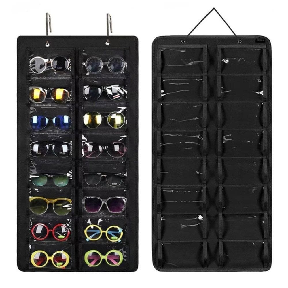 Hanging Design Sunglasses Storage Bags 16 Slots Glasses Display Bedroom Decor gri