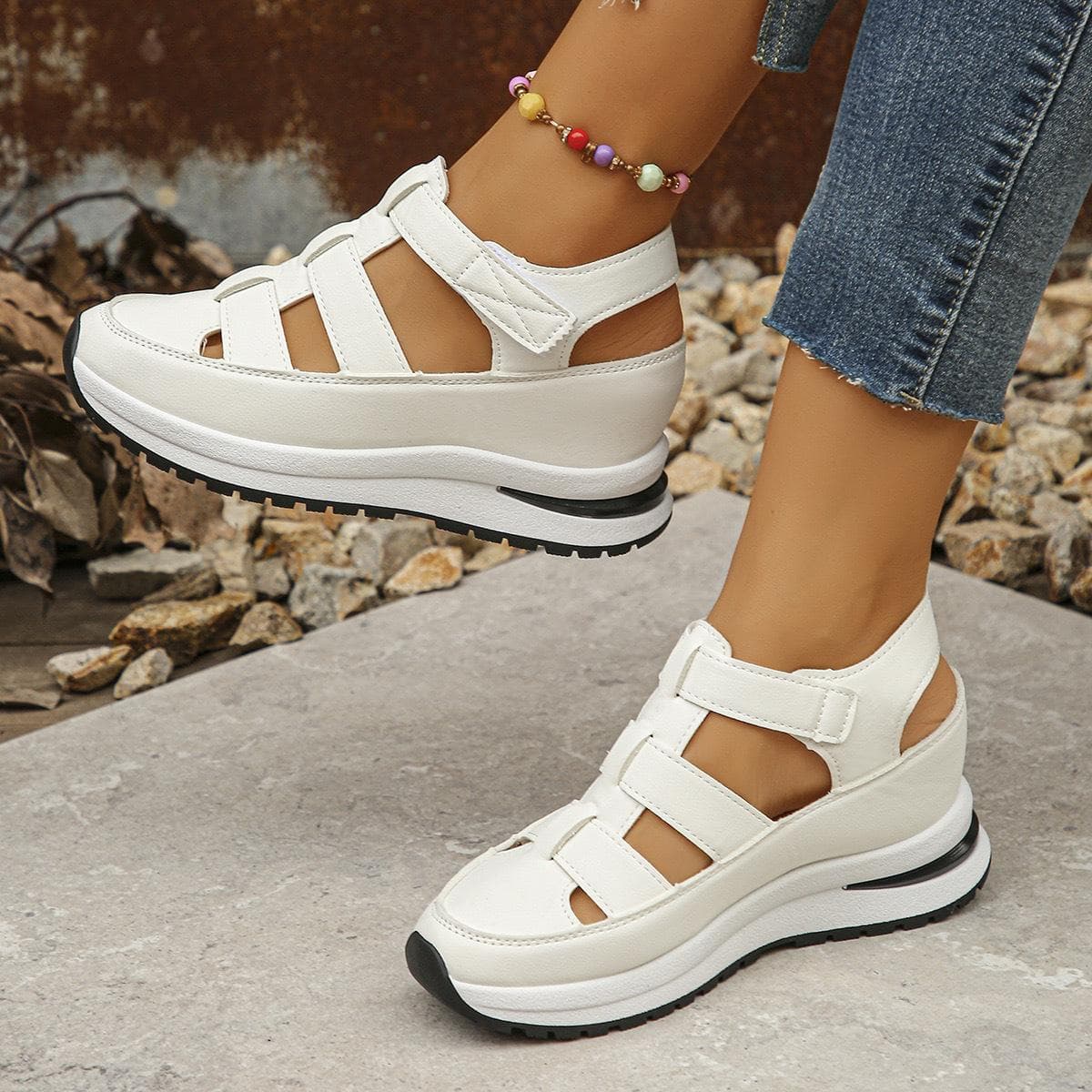 Sandale Moda Femei Culoare Solidă Toc Platformă Pantofi Sport Ocazional cm negru