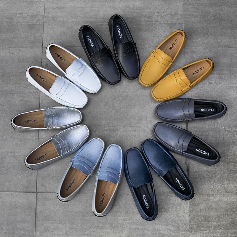 Pantofi Bărbați Piele Naturală Lux Formal Casual Balerini Mocasini Bărbați Respirabili Slip on Pantofi Barcă Mărimi Mari 38-49 cm alb