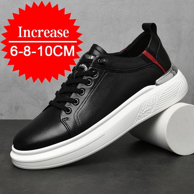 Pantofi sport din piele naturală pentru bărbați, pantofi sport cu ridicare, invizibili, respirabili, cu înălțime de 8/10 cm, adidași casual la