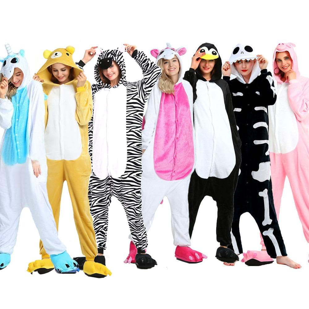 Kigurumi Unicorn Unicorn Panda Cartoon Flannel Pijamale Femei Bărbați Lenjerie de noapte Onesies Salopete Animale Costume Cosplay cm