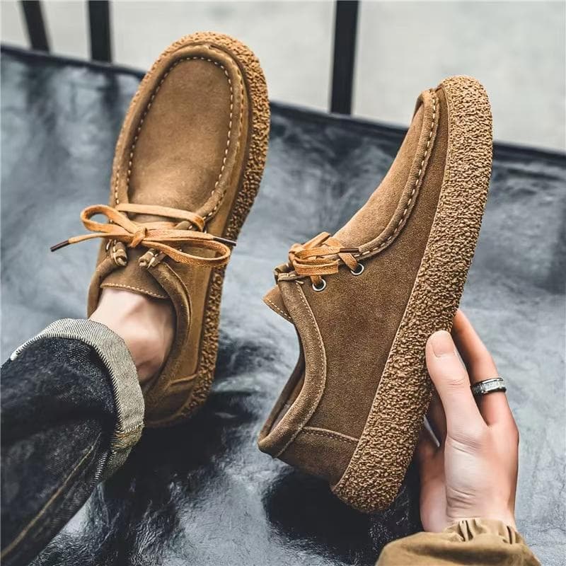 Pantofi clasici retro pentru bărbați Pantofi de lux din piele de căprioară de înaltă calitate, bărbați, cu șireturi, pantofi confortabili
